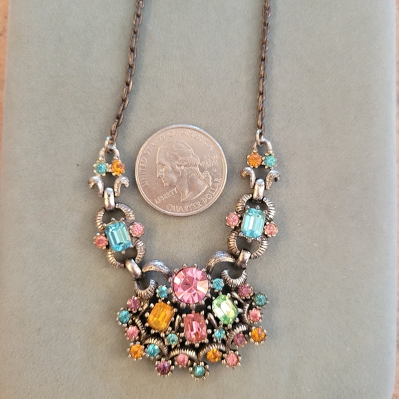 Coro Necklace ~ Fruit Salad Colorful Rhinestones ~ Vintage ~ Pretty! - Picture 9 of 11